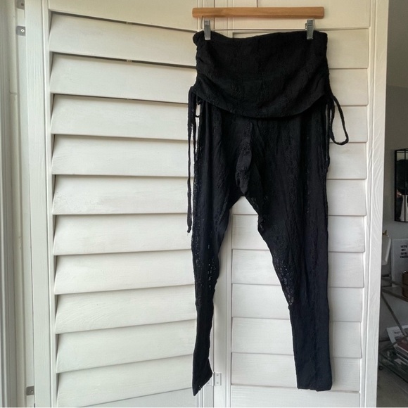 Kucoon ruched waist drawstring lace festival pants - Picture 10 of 10